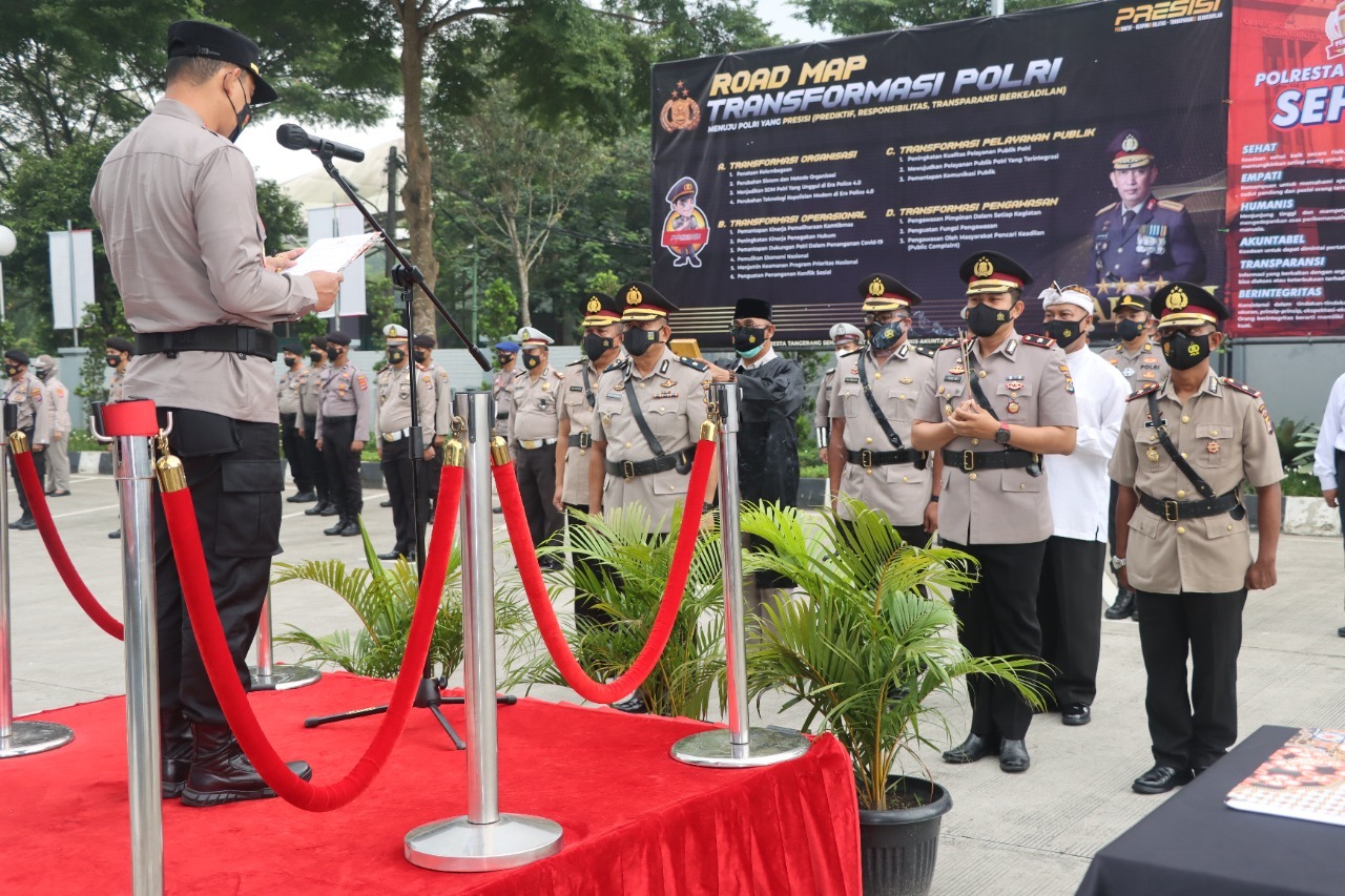 Kapolresta Tangerang Pimpin Sertijab Kabag Log, Kasat Narkoba, dan Kapolsek Balaraja