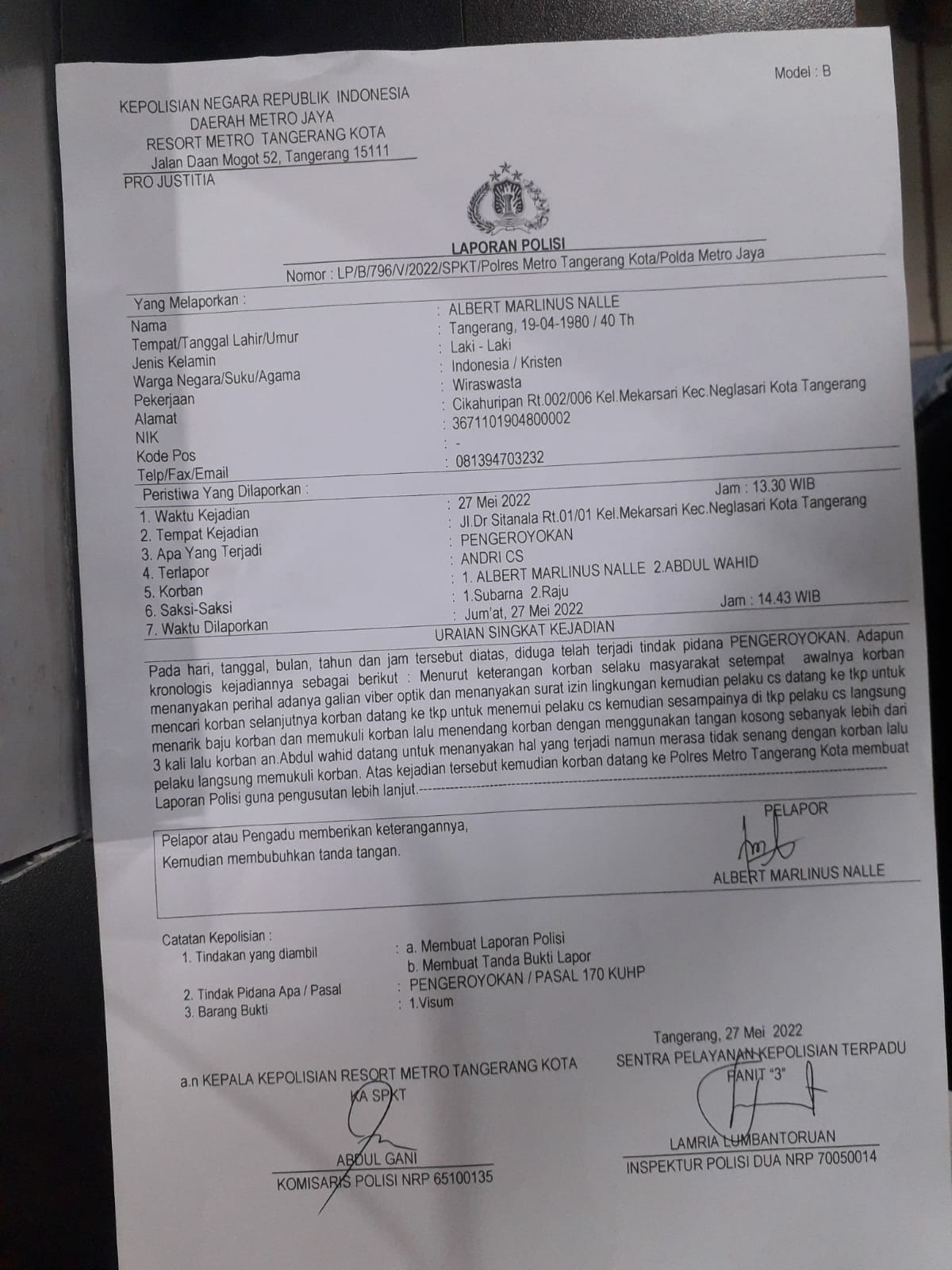 Anggota Dari Ormas Pemuda Pancasila dan Wartawan Dianiaya Oknum Brimob