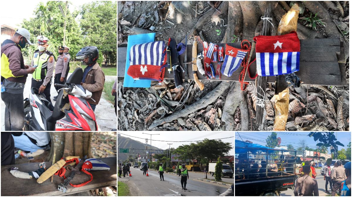 Razia Antisipasi Demo di Sentani, Sejumlah Sajam Diamankan Polisi