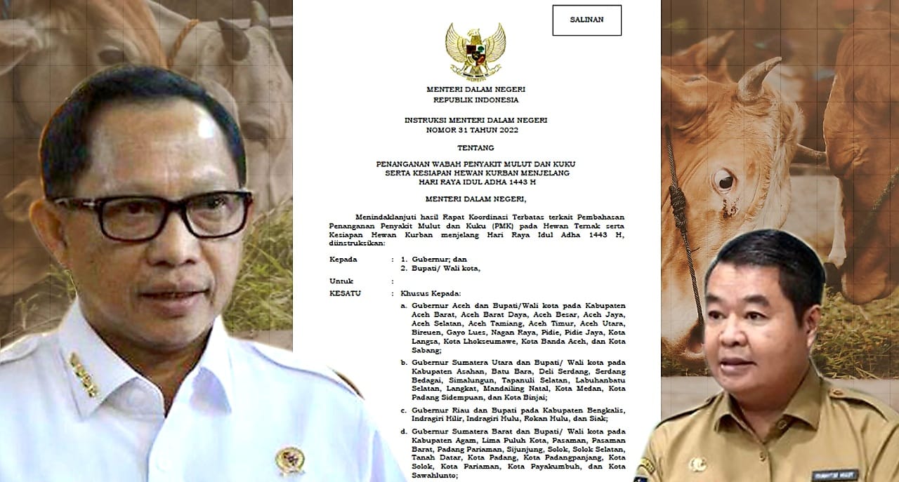 Jelang Idul Idha 1443 Hijriah, Mendagri Perintahkan Kepala Daerah Percepat Pengendalian Wabah PMK