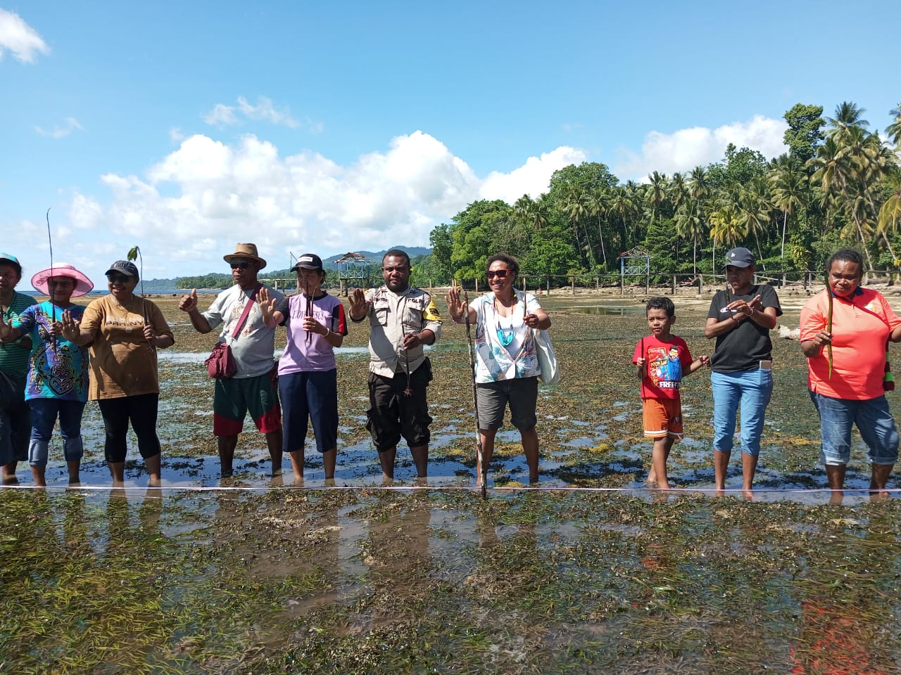 Bhabinkamtibmas Polres Yahukimo Bersama Masyarakat Tanam Pohon Mangrove Di Pinggiran Pantai Kampung Waryesi