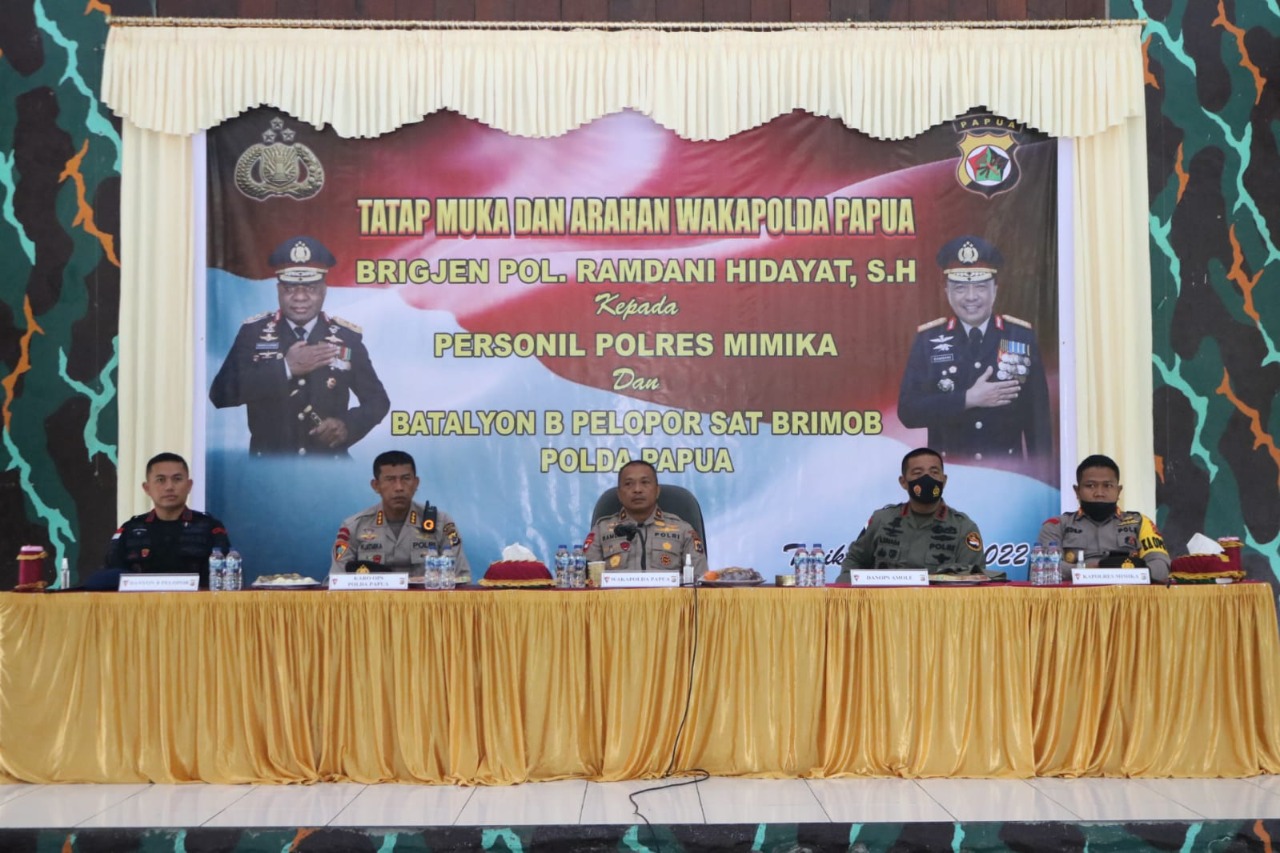Wakapolda Papua Laksanakan Tatap Muka Bersama Personel Polres Mimika dan Batalyon B Pelopor Sat Brimob Polda Papua