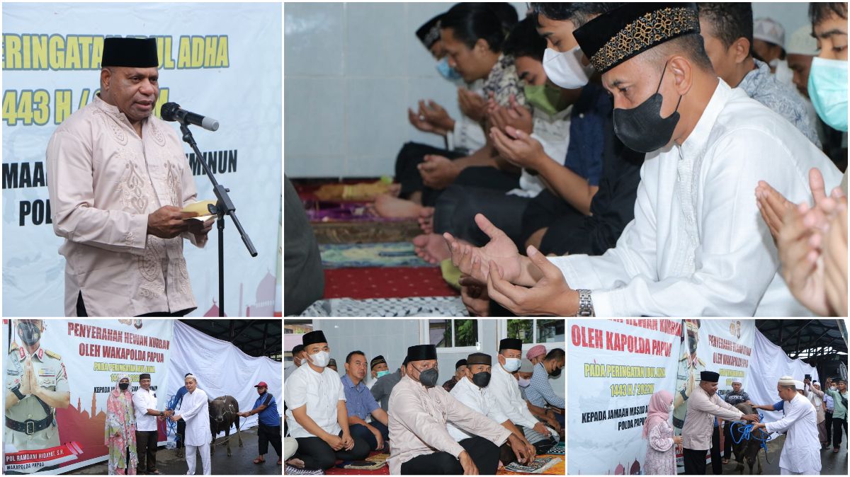 Kapolda Papua Hadiri Pelaksanaan Solat Idul Adha dan Penyembelihan Hewan Qurban