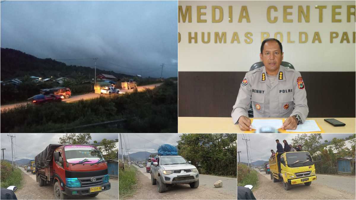 Polisi Kawal Pengungsi Imbas Pembakaran Dogiyai Menuju Kabupaten Nabire