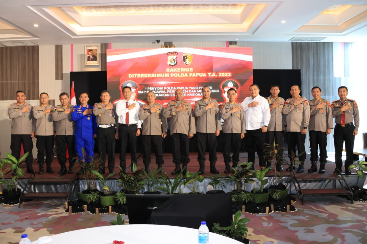 Kapolda Papua Buka Rakernis Ditreskrimum Polda Papua T.A. 2023 dengan Fokus Pengawalan Pemilu dan Dukungan Kebijakan Ekonomi Nasional