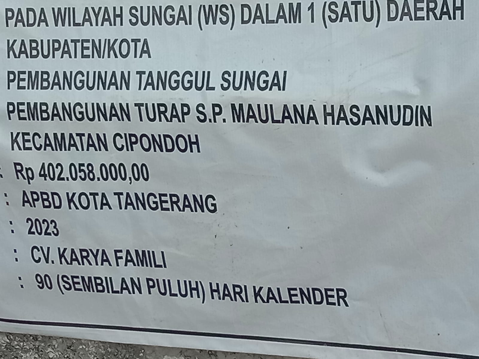 CV.KARYA FAMILI Laksanakan Bangun Turap Irigasi Diduga Menjadi Sorotan Publik