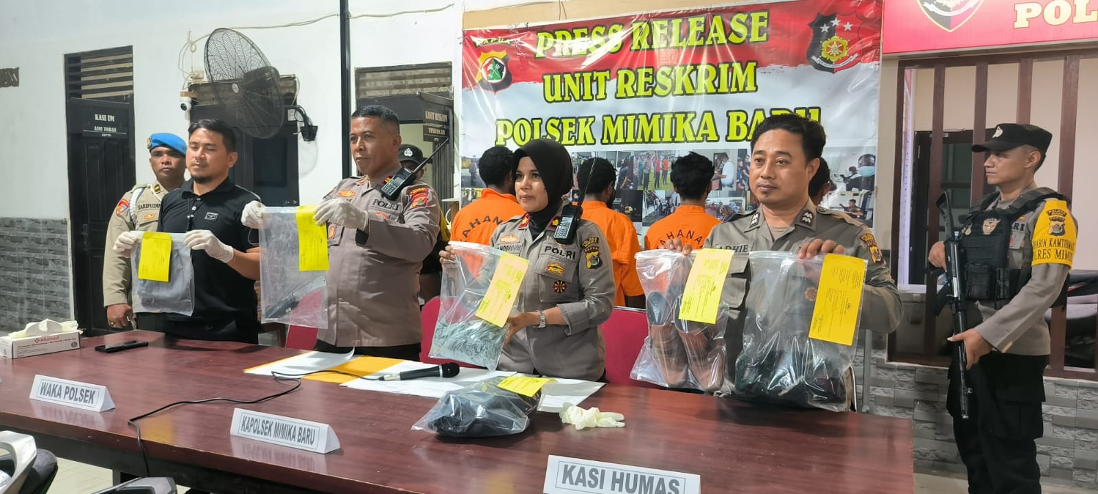 Gelar Press Release, Polsek Mimika Baru Ungkap 3 Kasus Tindak Pidana