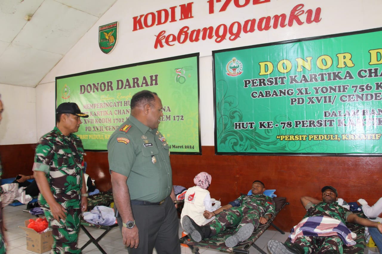 Setetes Darah Sangat Berarti Bagi Mereka Yang Membutuhkan, Kodim 1702/Jayawijaya Gelar Donor Darah Peringati HUT Persit Ke 78