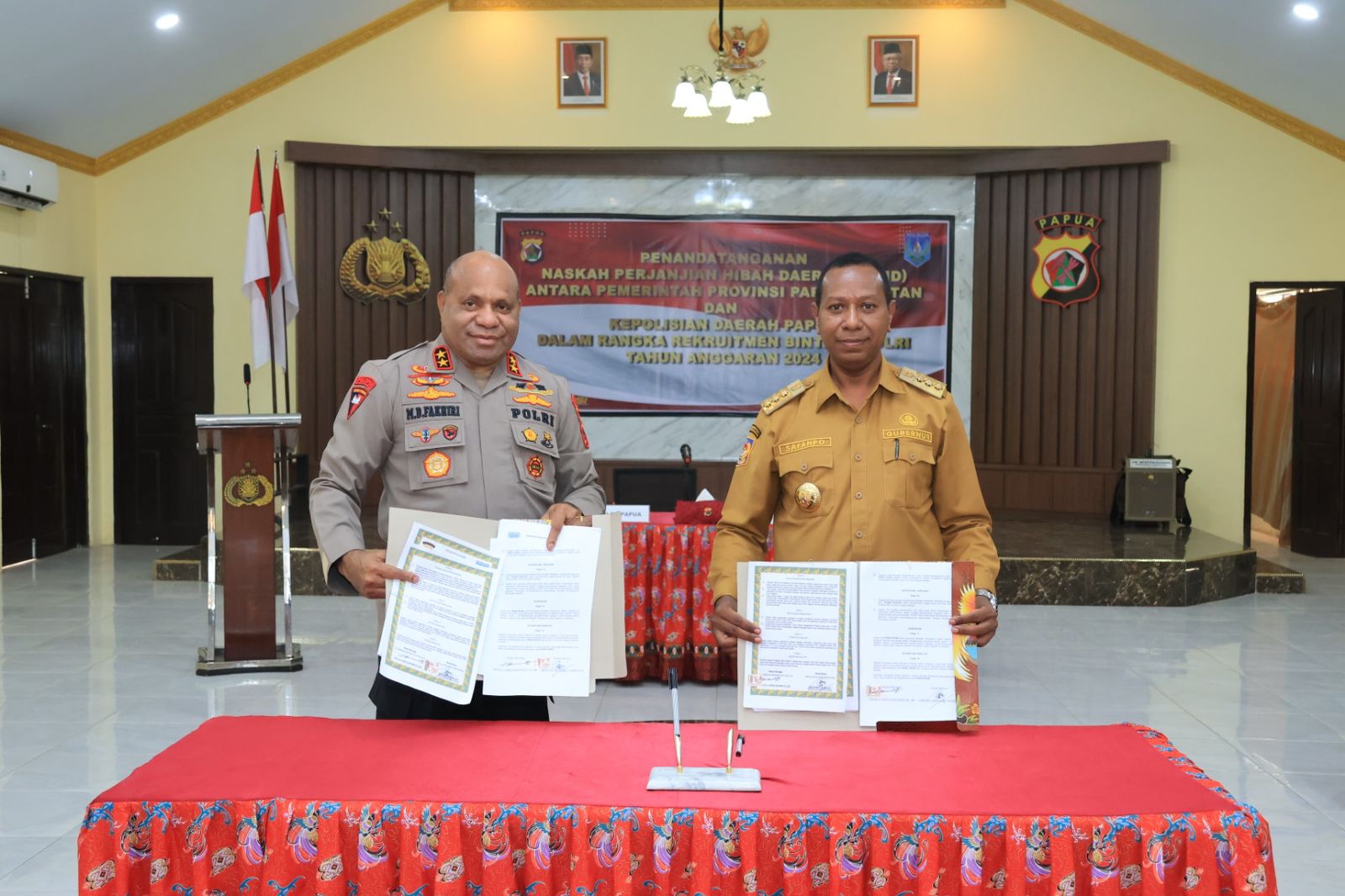 Polda Papua dan Pemprov Papua Selatan Teken Naskah Hibah Untuk Rekrutmen Bintara Polri 2024