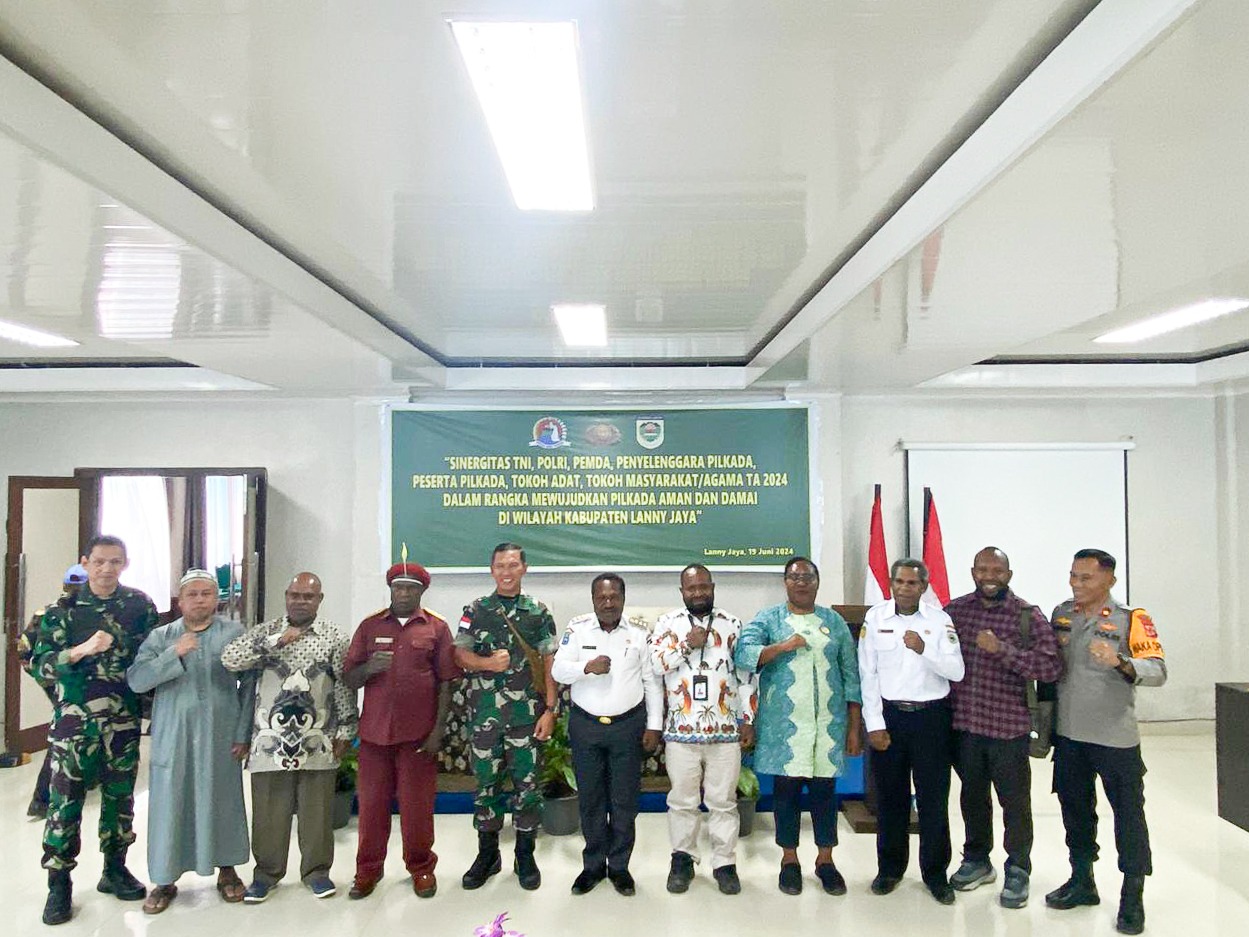 Danrem 172/PWY Yakini Sinergitas Dan Kolaborasi Wujudkan Pemilu Damai Di Kab. Lanny Jaya
