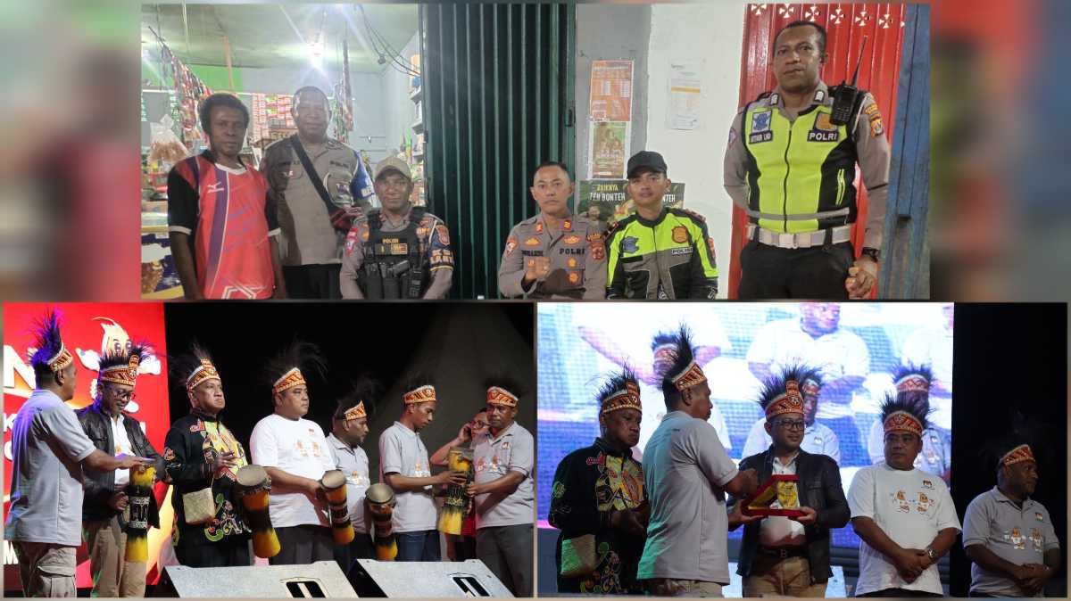 Peluncuran tahapan Pemilihan Bupati dan wakil Bupati kab. Sarmi tahun 2024, di jaga oleh Polisi