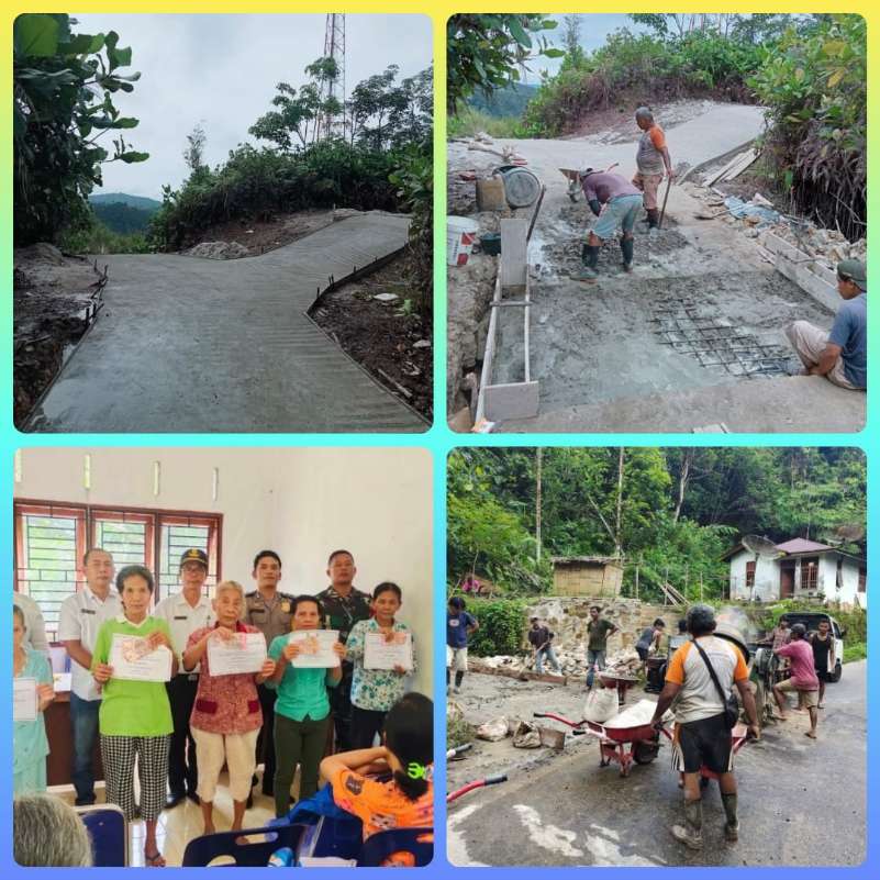 Mendongrak Ekonomi Masyarakat, Pemdes Simaninggir Bangun Rabat Beton Sepanjang 326,20 M Serta Berikan Bantuan BLT