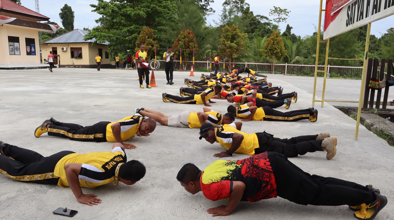 Guna mengecek Fisik dan kesehatan Personil, Polres Sarmi gelar Kesamaptaan jasmani Semester II Tahun 2024