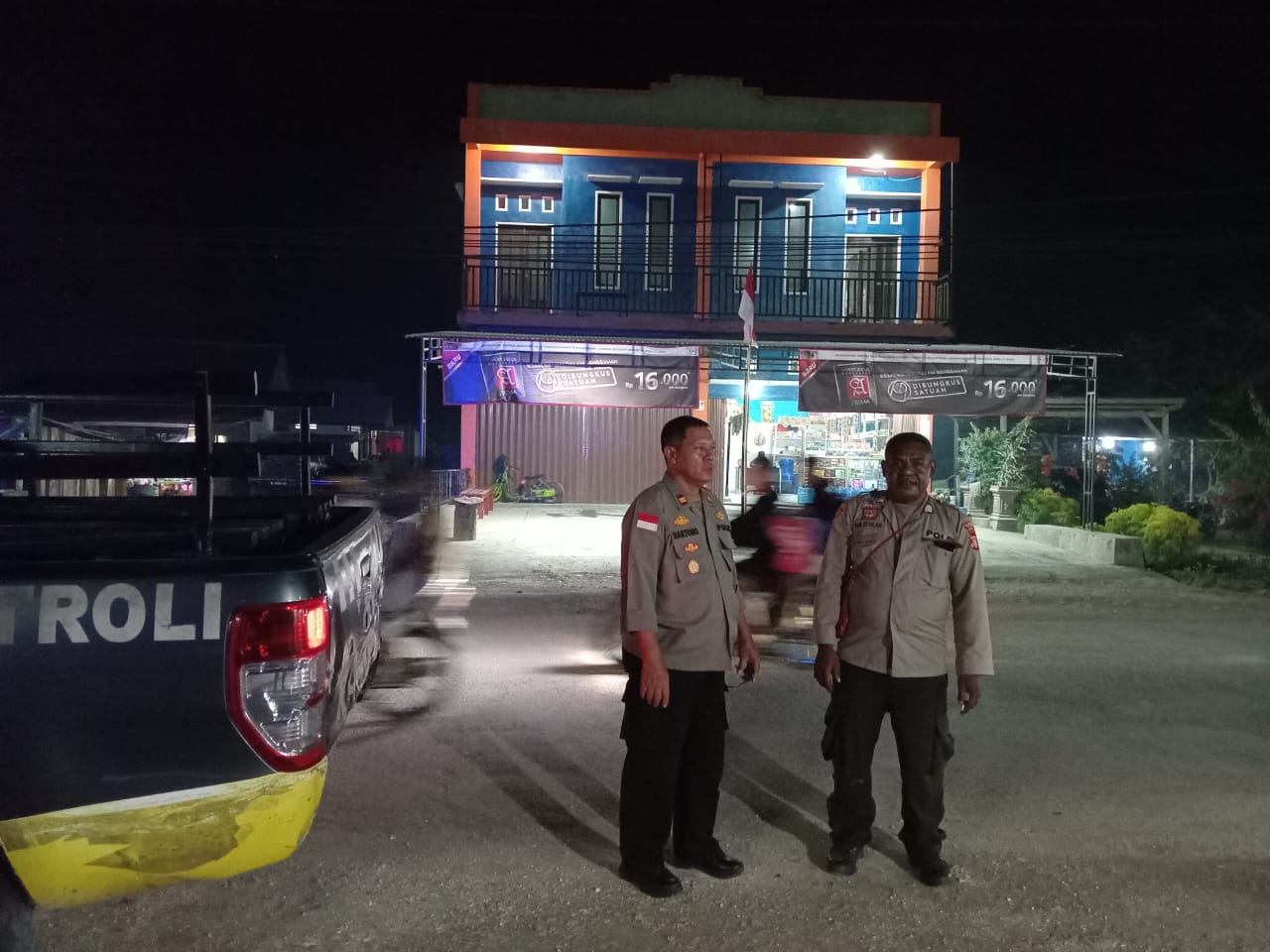 Patroli Rutin Polsek Sarmi Kota, guna menjaga Harkamtibmas Di wilayah Sarmi