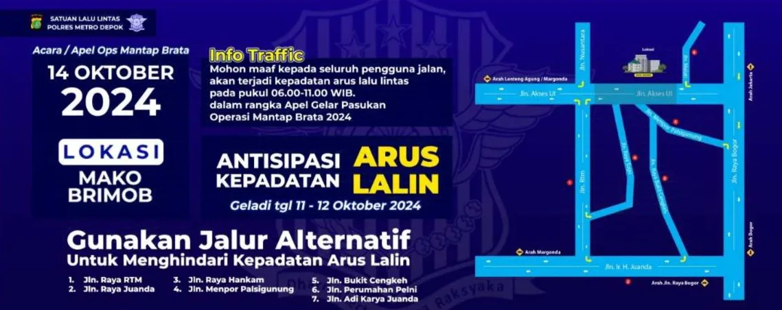 Apel Operasi Mantap Brata di Mako Brimob, akan dilakukan rekayasa lalulintas