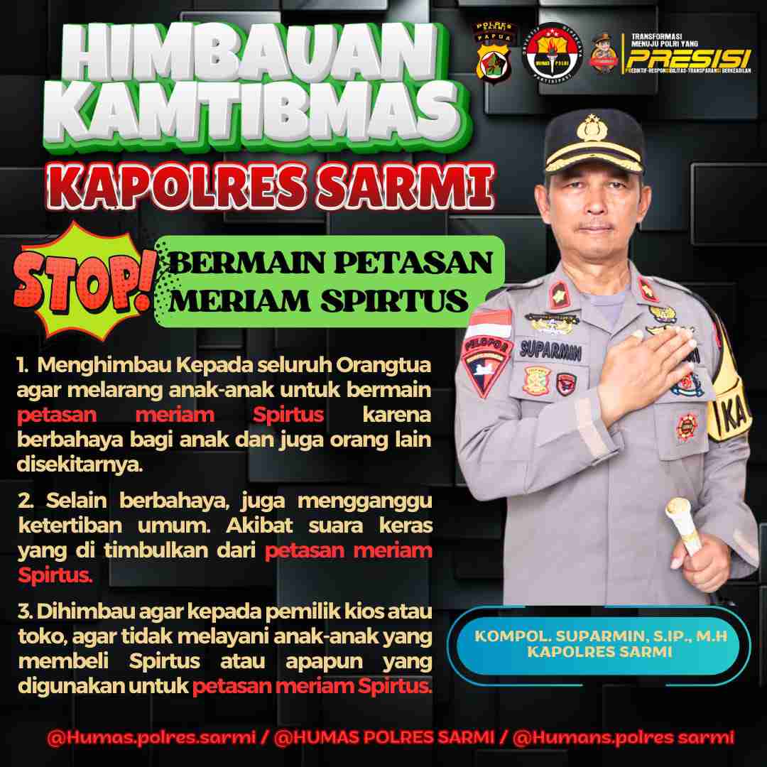 Menjelang Nataru 2025, Kapolres Sarmi berikan beberapa Himbauan Kamtibmas kepada Warga Kabupaten Sarmi