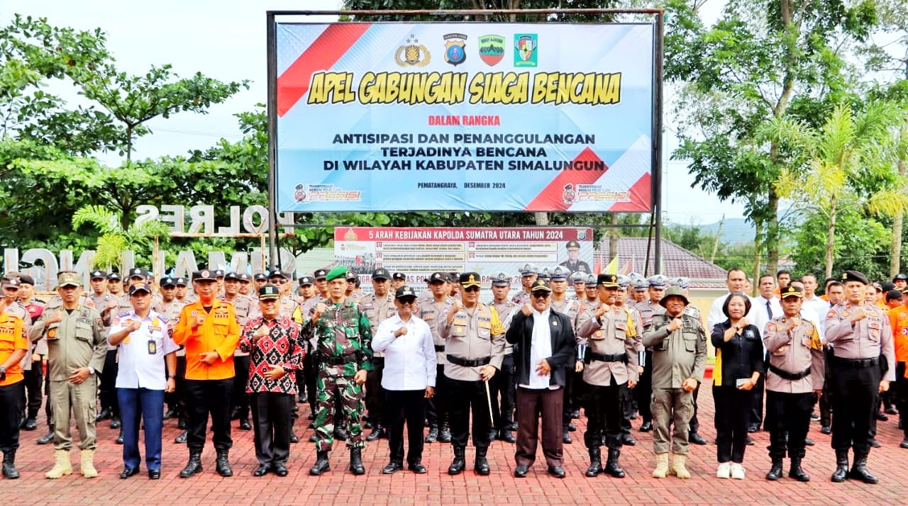 *Wakil Bupati Simalungun Hadiri Apel Gabungan Siaga Bencana di Polres Simalungun*