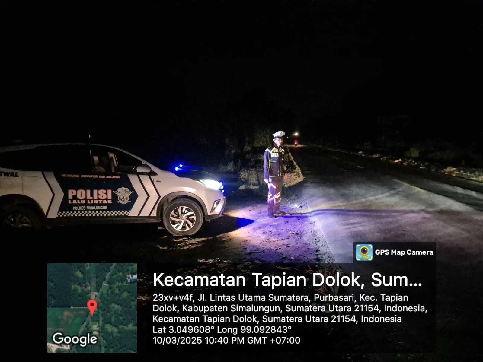 Satlantas Polres Simalungun Gelar Patroli Malam Blue Light, Jaga Kamseltibcarlantas dan Antisipasi Kejahatan Jalanan