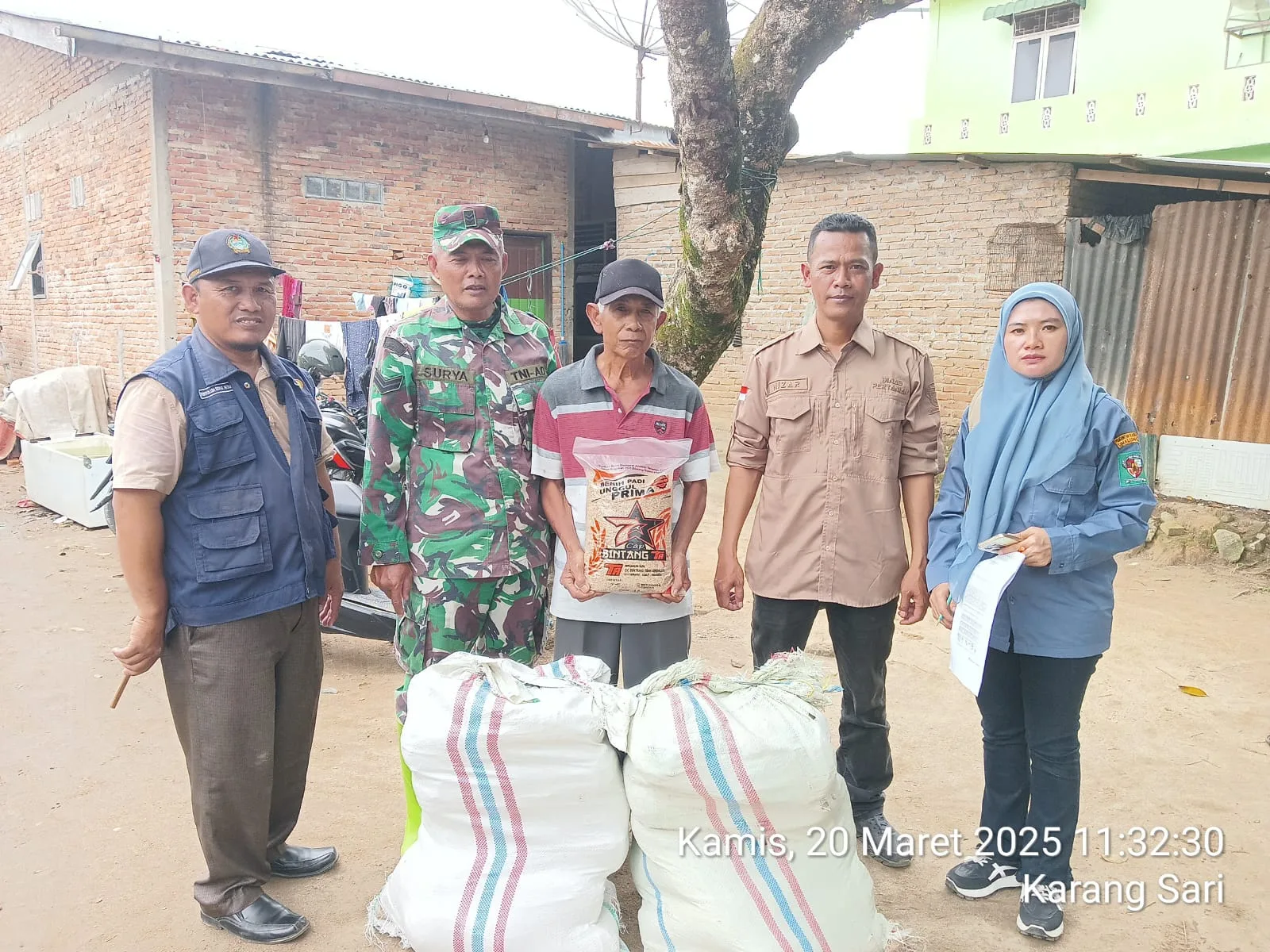 Dorong Produktivitas Pertanian, Babinsa bersama  Dinas Pertanian dan Korwil Pertanian Bagikan Bibit Padi ke Lima Nagori