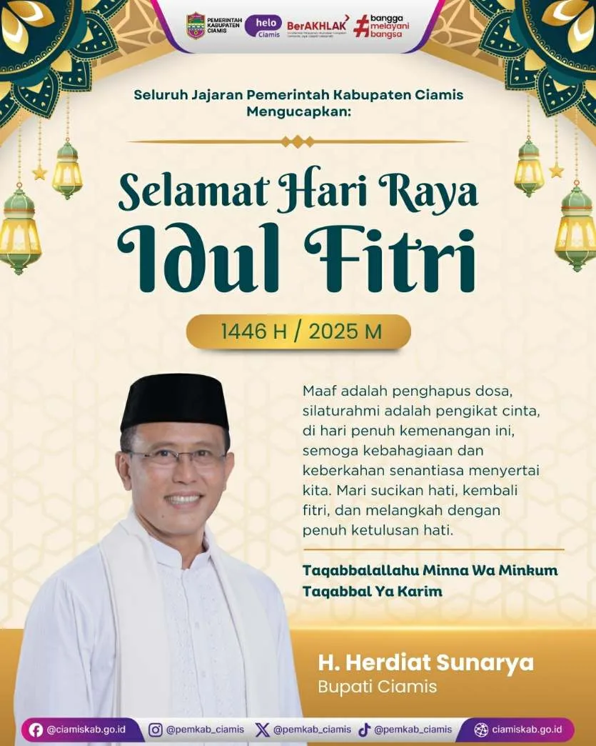 Pemerintah Kabupaten Ciamis Mengucapkan Selamat Idul Fitri 1446 H//2025 M.
