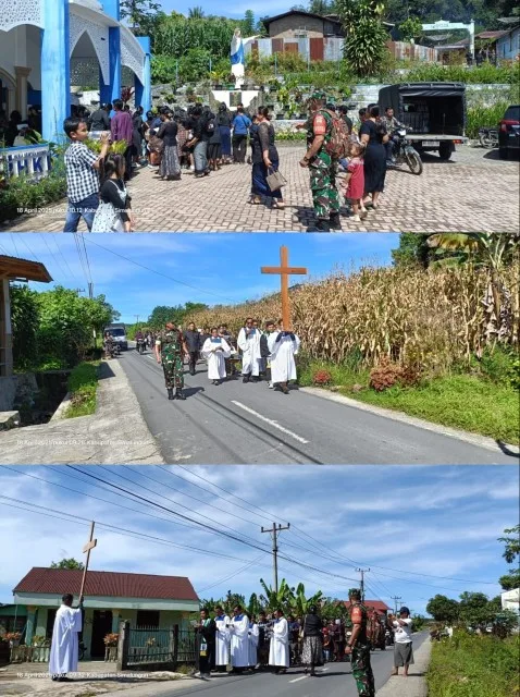 Babinsa Amankan Ibadah Jalan Salib Peringatan Paskah 2025 di Gereja HKI Sipisang Pisang