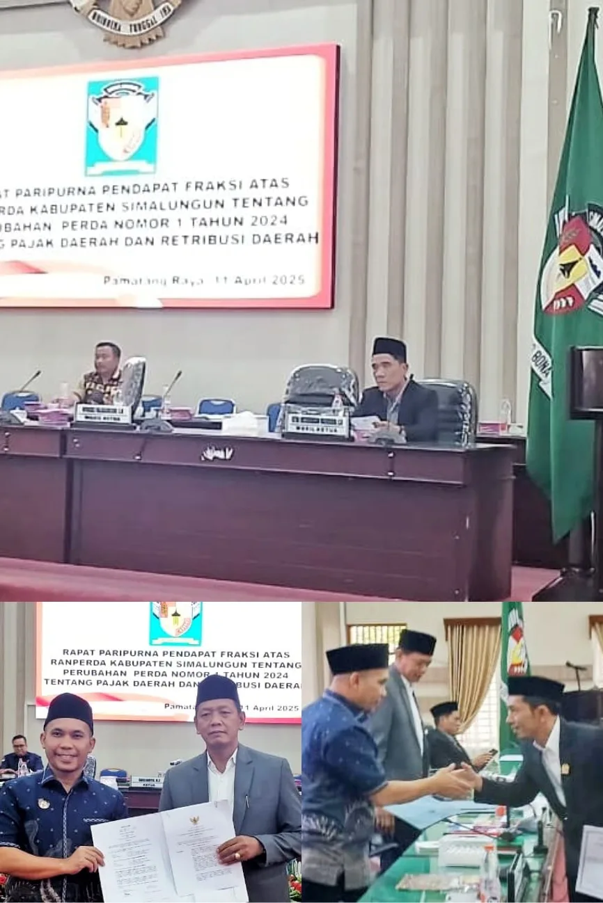 *DPRD Simalungun Terima dan Setujui Ranperda Perubahan Perda Tentang Pajak dan Retribusi Daerah, Wakil Bupati Sampaikan Apresiasi*