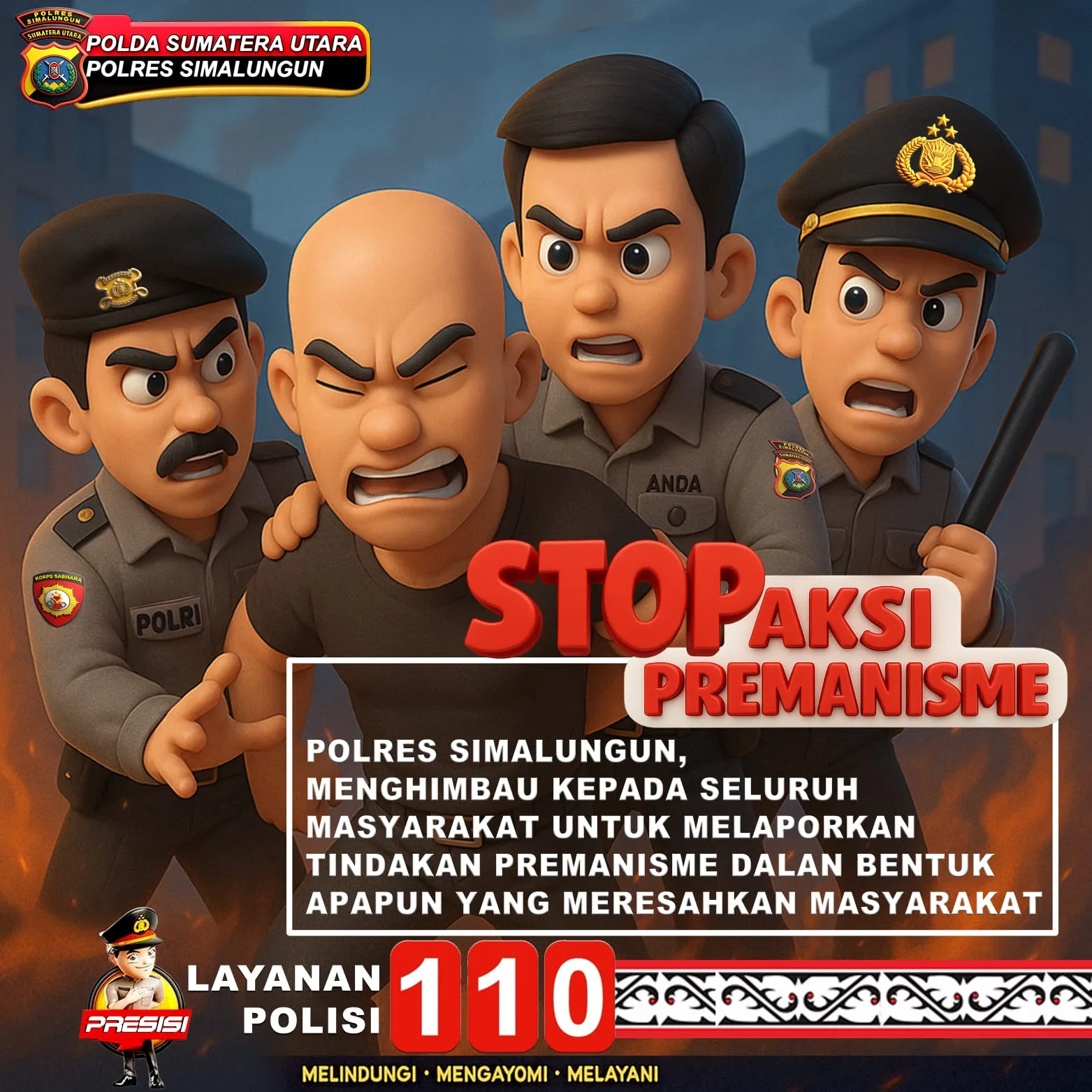 Polres Simalungun Ajak Masyarakat Laporkan Aksi Premanisme Melalui Call Center 110