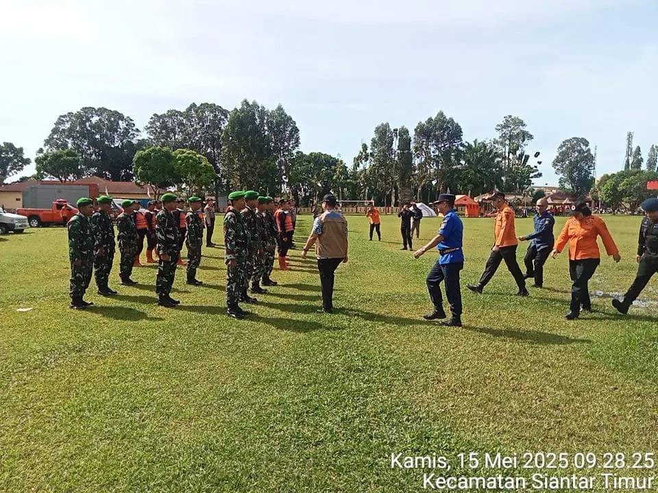 Personel Kodim 0207/Simalungun Ikuti Apel Kesiapsiagaan Bencana Alam Kota Pematangsiantar 2025