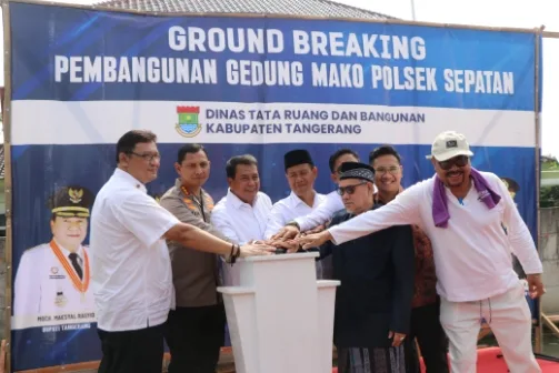 Bupati Tangerang Bersama Kapolres Metro Tangerang Kota Lakukan Ground Breaking Pembangunan Gedung Polsek Sepatan Baru