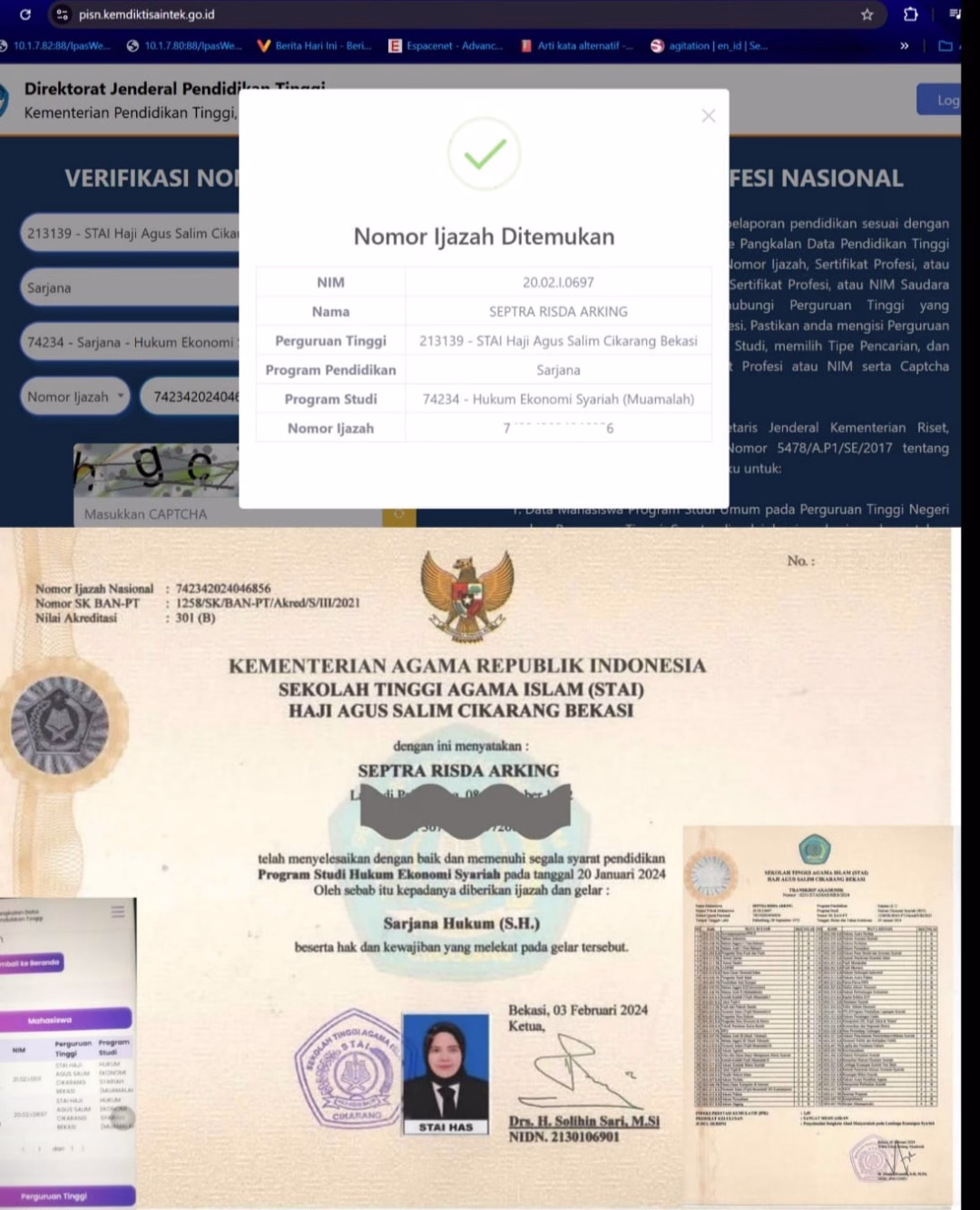 Tudingan Ijasah Palsu Septra Risda Arking,Diduga Kuat Berimbas Pada Seleksi Calon Kuat Dirut PD Pasar Kota Tangerang