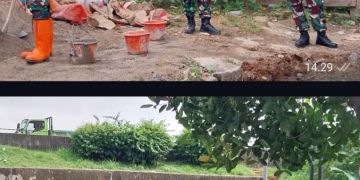 Danramil 01/Tgr Kodim 0506/Tangerang Mayor Inf.Jefriansen Sipayung SE,SH,MH Tinjau Pembangunan Jembatan Garuda